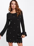 Shein Pearl Embellished Scalloped Dress