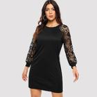 Shein Lace Sleeve Solid Dress