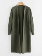 Shein Slit Side Horizontal Rib Longline Sweater Coat