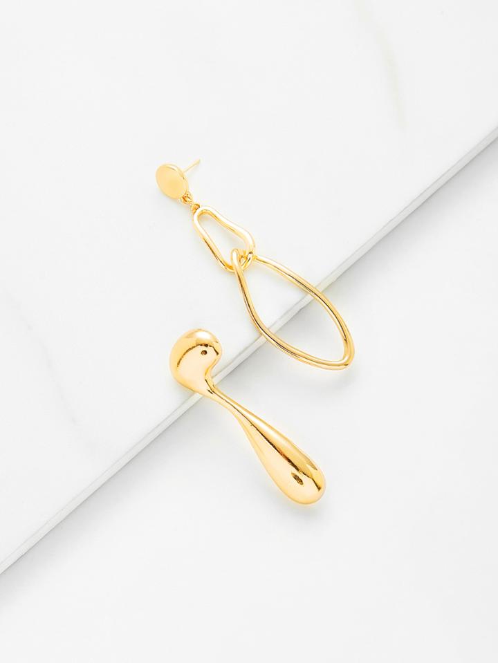 Shein Gold-plated Mismatch Drop Earrings