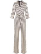 Shein V Neck Striped Tie-waist Jumpsuit