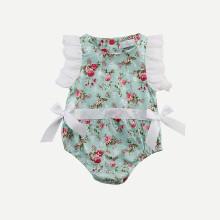 Shein Girls Bow Detail Floral Print Romper