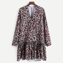 Shein Animal Pattern Ruffle Hem Dress