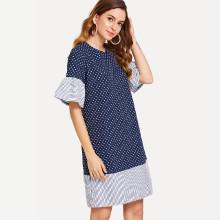 Shein Polka Dot Contrast Striped Dress