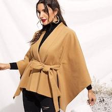 Shein Tie Waist Cape Coat