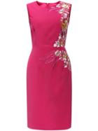 Shein Hot Pink Flowers Embroidered Sheath Dress