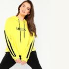 Shein Plus Stripe Side Drawstring Hoodie