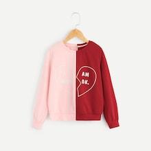 Shein Girls Two Tone Graphic Pullover