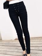 Shein Black Lace Up Split Pant