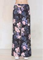 Rosewe Elastic Waist Flower Print Loose Pants