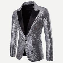 Shein Men Contrast Placket Single Button Sequin Blazer
