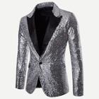 Shein Men Contrast Placket Single Button Sequin Blazer