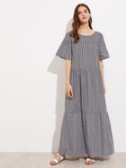 Shein Gingham Full Length Tiered Dress