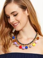 Shein Multicolor Pom Pom Chain Necklace