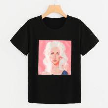 Shein Figure Print Drop Shoulder T-shirt
