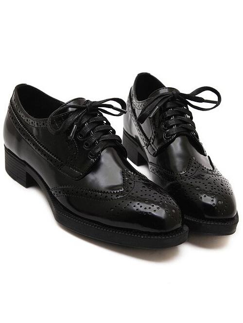 Shein Black Round Toe Lace Up Flats