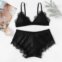 Shein Eyelash Lace Trim Lingerie Set