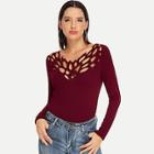 Shein Laser Cut Neck Top