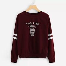 Shein Plus Letter Print Varsity Striped Sweatshirt