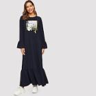 Shein Graphic Print Ruffle Trim Hijab Dress