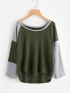 Shein Color Block Dip Hem Sweater