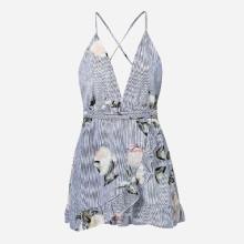 Shein Ruffle Trim Open Back Overlap Dress