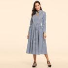 Shein Keyhole Front Plaid Collar Dress