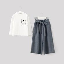 Shein Girls Pocket Detail Top With Knot Front Pants