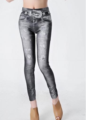 Rosewe Bestselling Ombre Design Scratched High Waist Denim Leggings