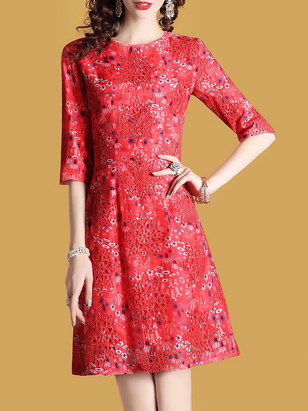 Shein Crochet Hollow Out Floral Dress