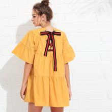 Shein Eyelet Lace Up Back Dress