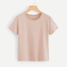 Shein Solid Round Neck Basic Tee