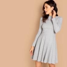 Shein Mock-neck Backless Flowy Dress