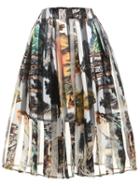 Shein Landscape Print Pleated Skirt