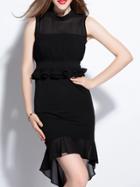 Shein Black Peplum High Low Frill Dress