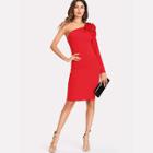 Shein Asymmetrical Tiered Ruffle Shoulder Fitted Dress