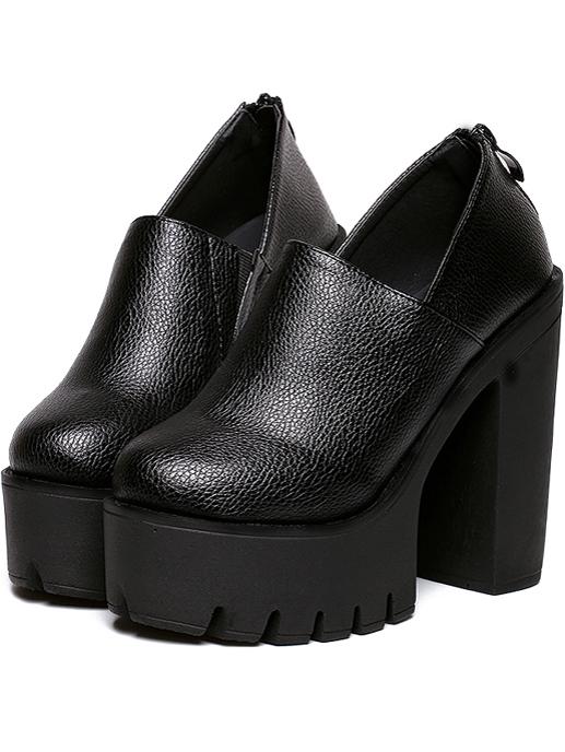 Shein Black Round Toe Thick-soled High Block Heel Pumps