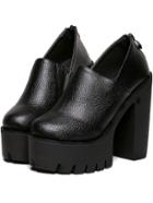 Shein Black Round Toe Thick-soled High Block Heel Pumps