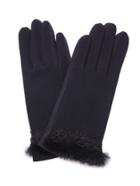 Shein Black Lace Faux Fur Trim Winter Gloves