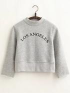 Shein Grey Letter Print Crew Neck Crop Sweatshirt