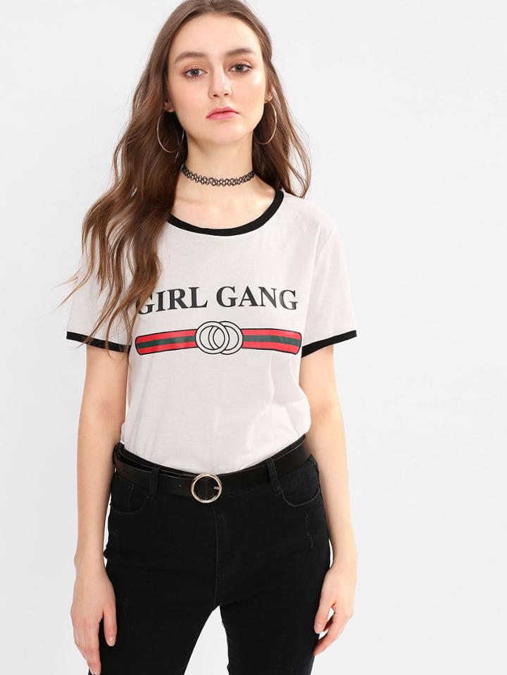 Shein Mixed Print Ringer Tee