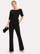 Shein Button Detail Self Tie Jumpsuit