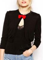 Rosewe Chic Bowtie Decorated Long Sleeve Woman Cardigans Black