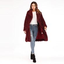 Shein Waterfall Collar Solid Teddy Coat