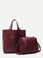 Shein Burgundy Faux Leather 2pcs Bag Set With Convertible Strap