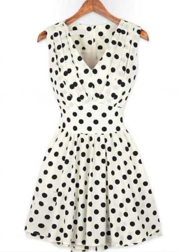 Rosewe Lovely Sleeveless Polka Dot A Line Mini Dress
