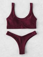 Shein Plain Scoop Neck Bikini Set