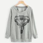 Shein Plus Elephant Pattern Raglan Sleeve Sweatshirt