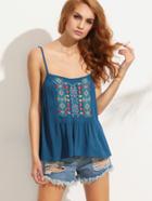 Shein Embroidered Crisscross Back Cami Top