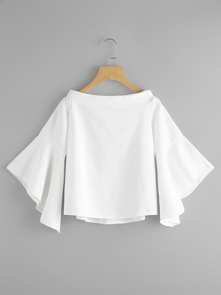 Shein Boat Neckline Trumpet Sleeve Blouse